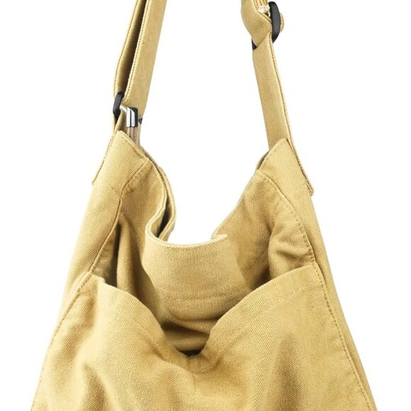 Jewelry - Canvas Hobo Crossbody Shoulder Tote Bag for Women and Men W/Multi-pocket Casual